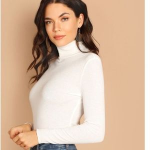 Long Sleeves Turtleneck Shein White 